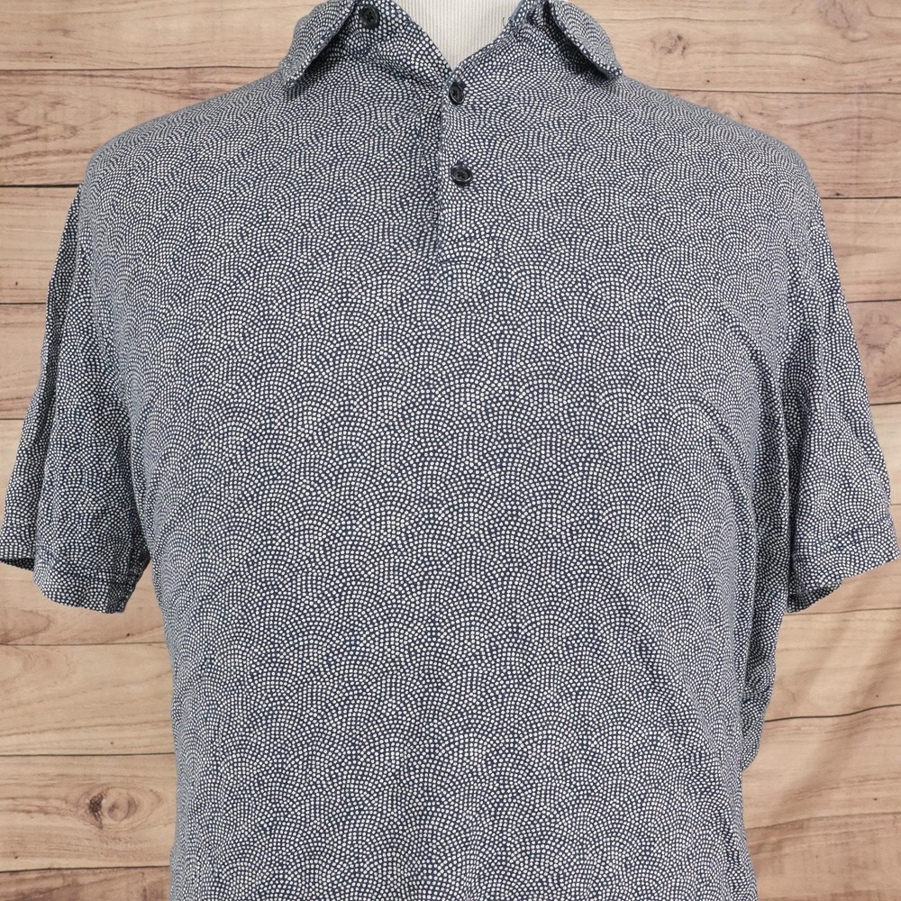 Joseph Abboud Polo Shirt Mens XL Blue Cotton Modal Geometric Knit Casual